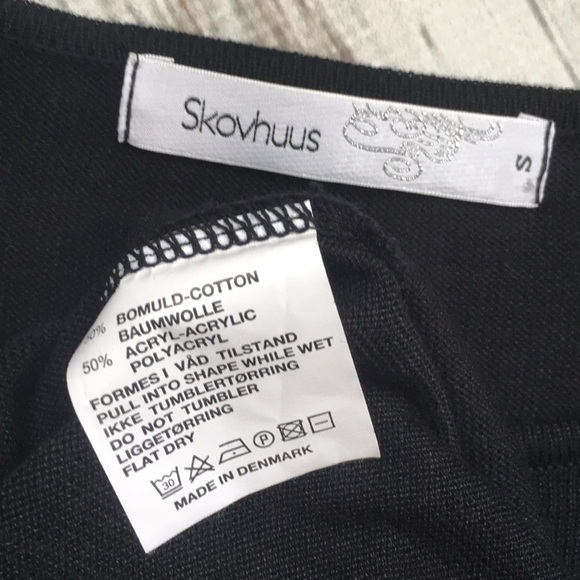 Skovhuus Sweater Pullover Ruffle Denmark Black White Small - Picture 6 of 8